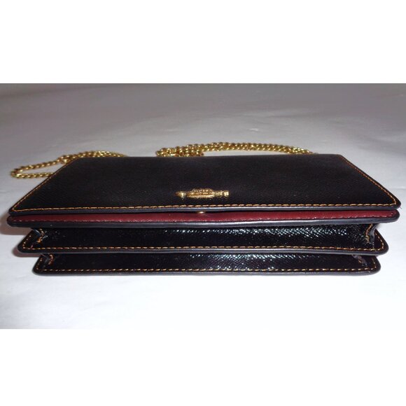 Coach 1941 Black Leather Foldover Chain Crossbody Shoulder Purse Wallet Hand Bag - Picture 16 of 16